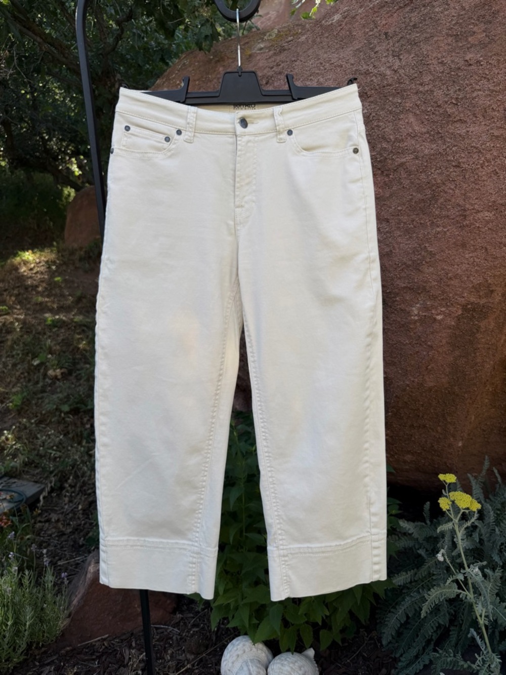 Buffalo David Bitton Women’s Farrah Cream Semi-Hi Wide Leg Stretch Crop Sz 25